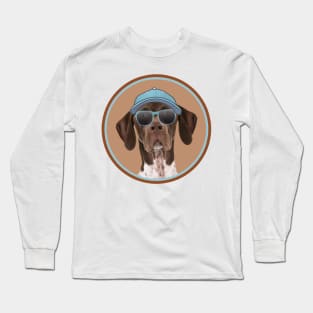 Cool German Shorthaired Pointer in cap and sunglasses! Especially for GSP owners! Long Sleeve T-Shirt